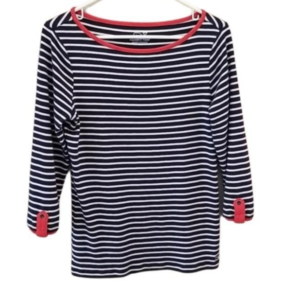 🇺🇲Vineyard vines womens blue/white 3/4 sleeve size M top. 100% Pima cotton. - Picture 2 of 9